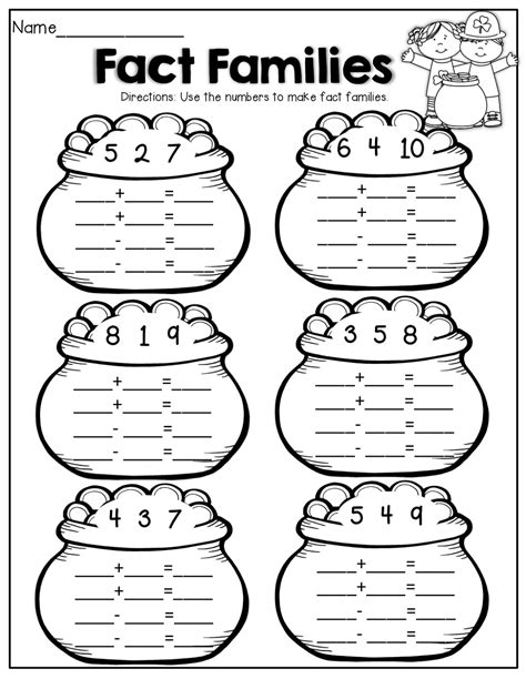 Fact Family Printable Worksheets For First Grade