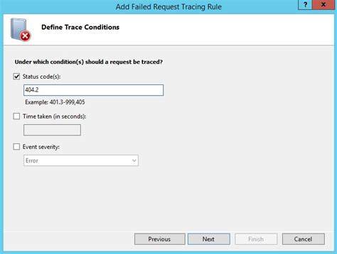 Failed Request Tracing Settings