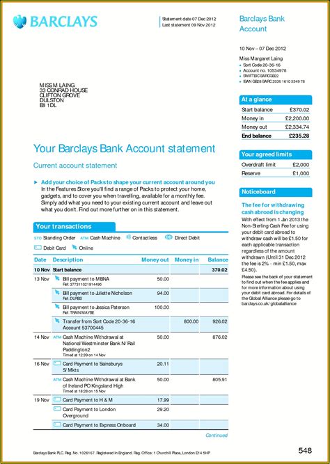 Fake Bank Statement Template