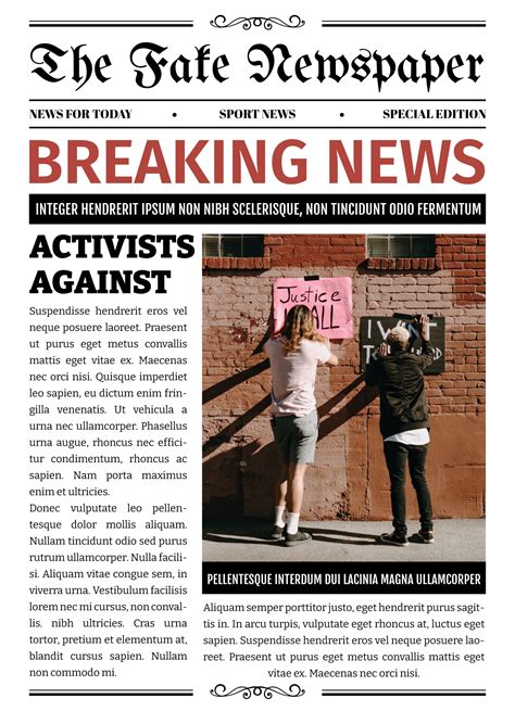 Fake Newspaper Template Free