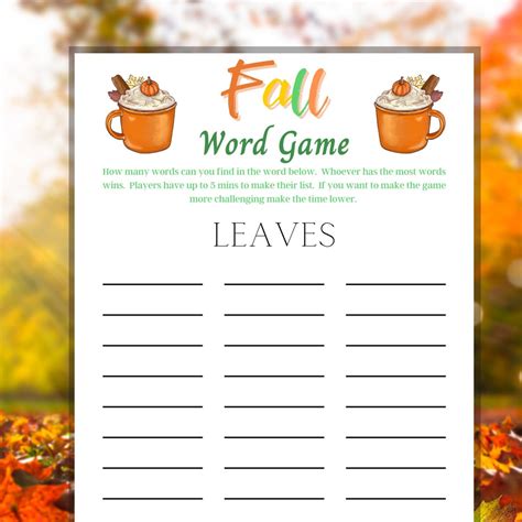 Fall Games Printable