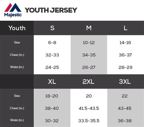 Fanatics Youth Size Chart