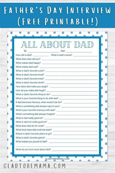 Father's Day Interview Questions For Preschoolers Printable