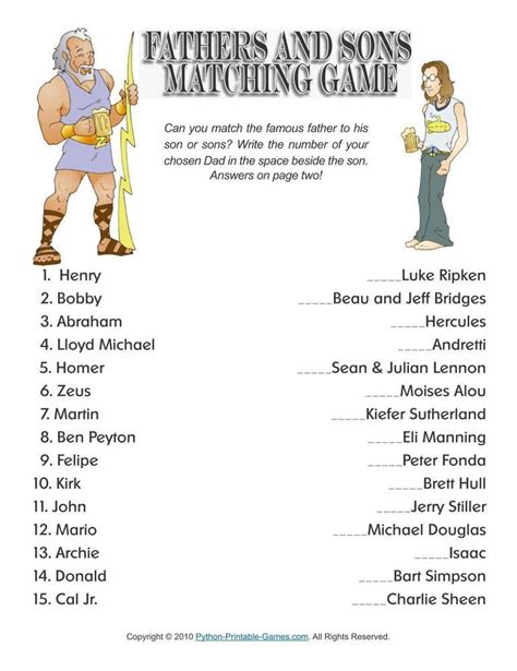 Fathers Day Games Printable