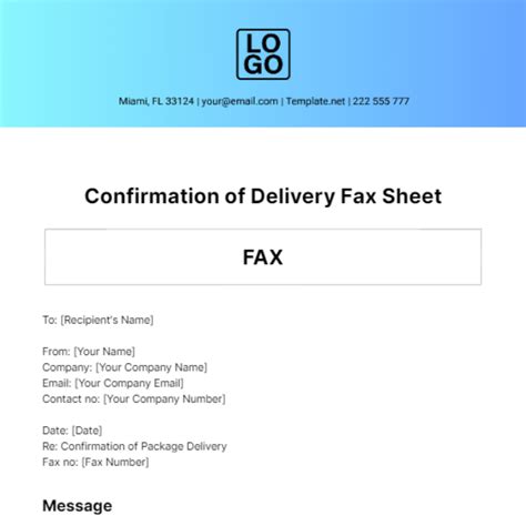 Fax Confirmation Template