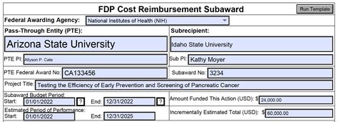Fdp Subaward Template