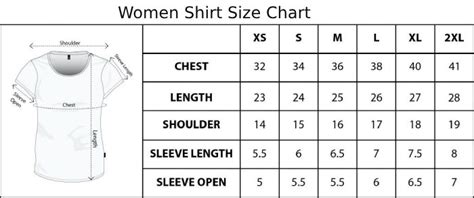 Female Shirt Size Chart