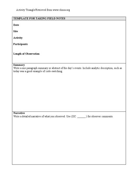 Field Notes Template