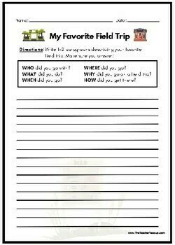 Field Trip Writing Prompt For 1st Grade Free Printable