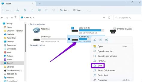 File Explorer Eject