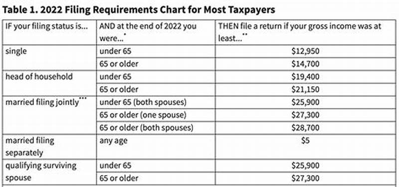 Filing Status Chart