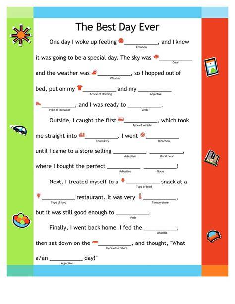 Fill In The Blank With A Funny Word Worksheet Printable