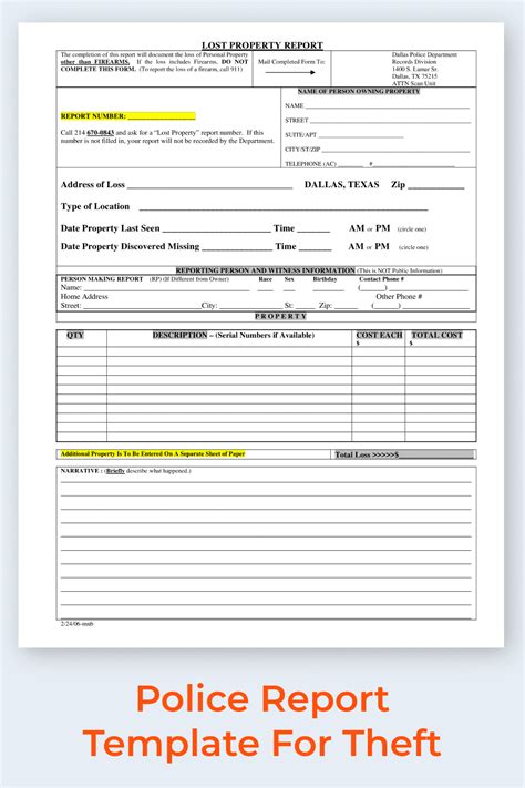 Fillable Police Report Template