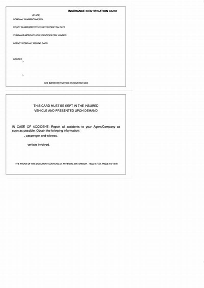 Fillable Printable Progressive Insurance Card Template