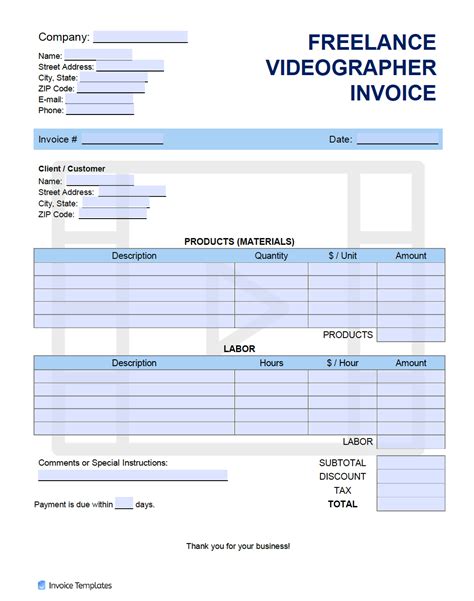 Film Invoice Template