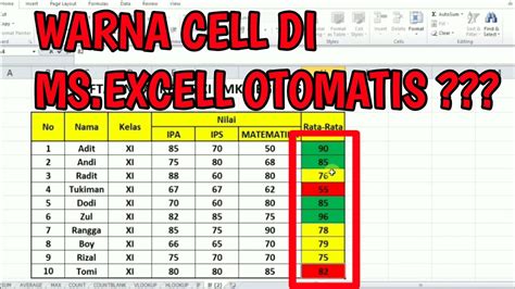 Filter Warna pada Excel