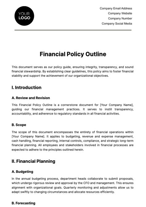 Finance Policy Template Word