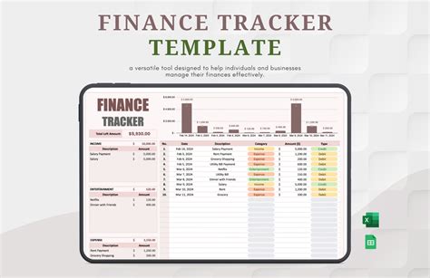 Finance Tracking Google Sheet Template