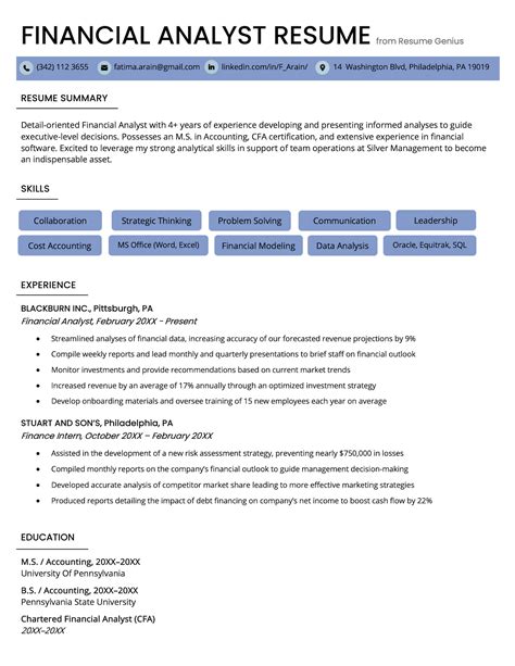 Financial Analyst Resume Template
