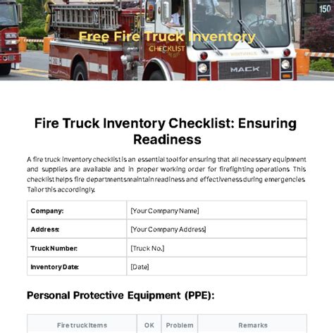 Fire Truck Inventory Checklist Template