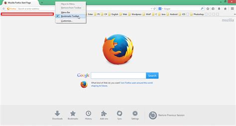 Firefox Bookmarks Toolbar