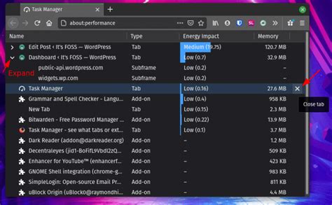 Firefox Task Manager