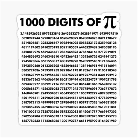 First 1000 Digits Of Pi Printable