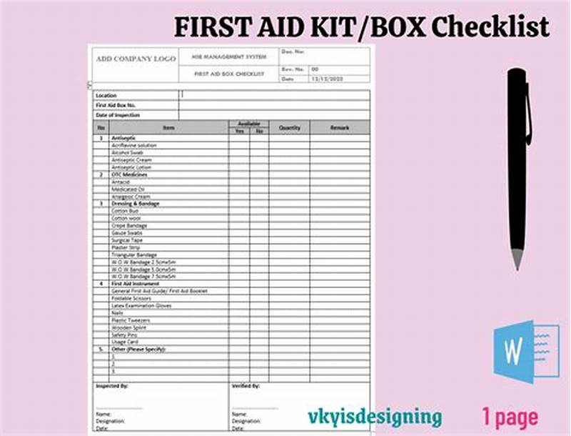 First Aid Box Checklist Template