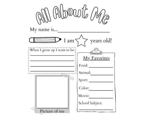 First Day Alll About Me Printable For Kids
