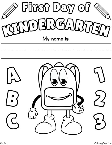 First Day Of Kindergarten Coloring Page Printable