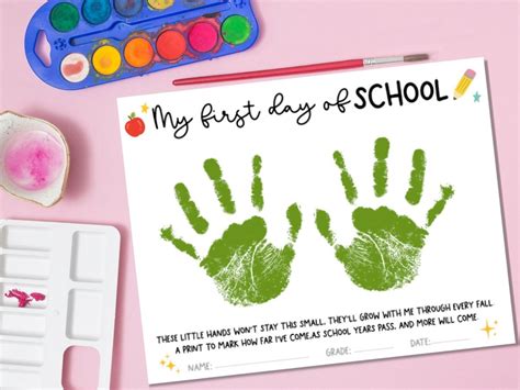 First Day Of School Handprint Free Printable