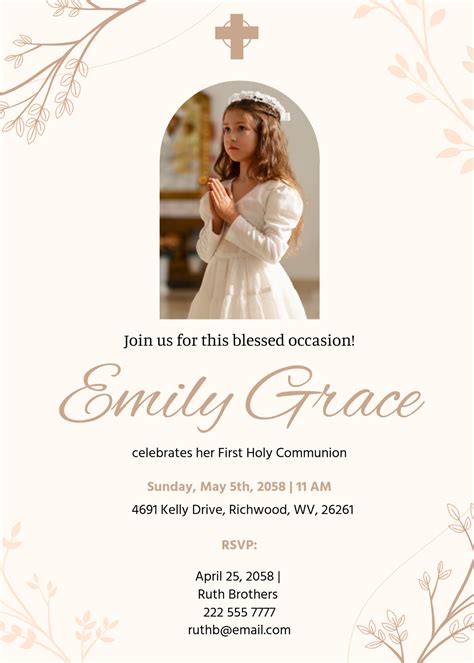 First Holy Communion Card Templates Free