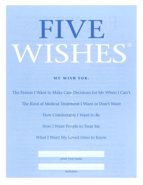 Five Wishes Printable Document