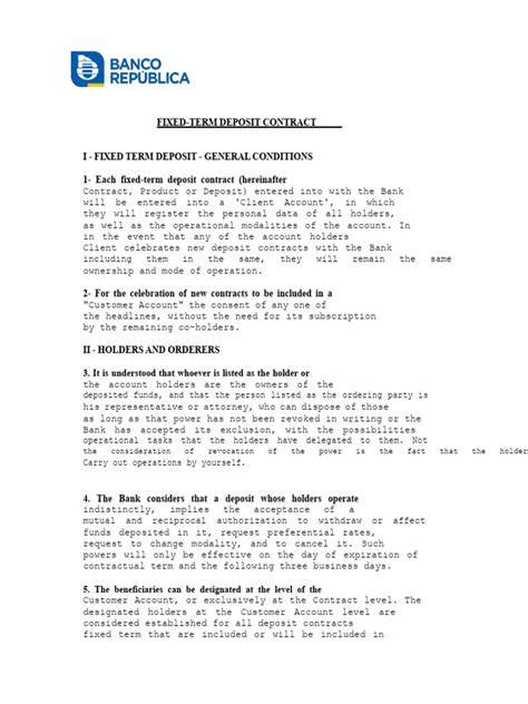 Fixed Deposit Contract