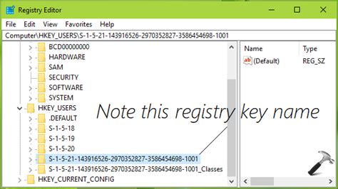 Registry Editor interface example