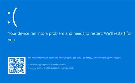 Fixing the SYSTEM_THREAD_EXCEPTION_NOT_HANDLED Blue Screen Error in Windows 11