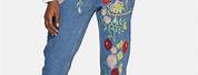 Floral Embroidered Jeans Women