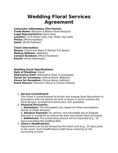 Florist Contract Template