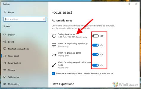 Focus Assist in Windows 10