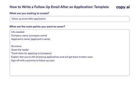 Follow Up Email After Application Template