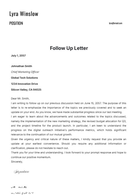 Follow up after letter