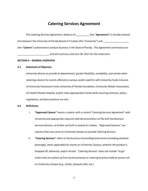 Food Contract Template