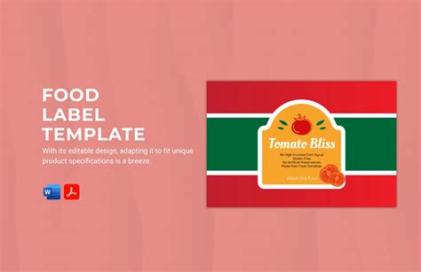 Food Label Template