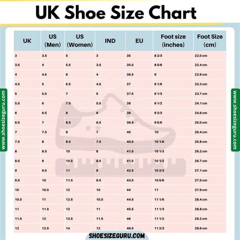 Foot Size Chart Uk To Eu