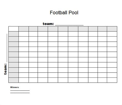 Football Pool Template Printable