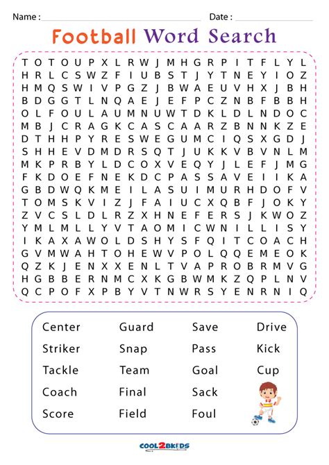 Football Word Search Printable