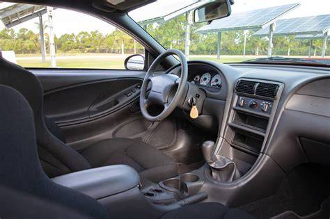 Interior of a Ford SVT Cobra Mustang, highlighting driver-focused design