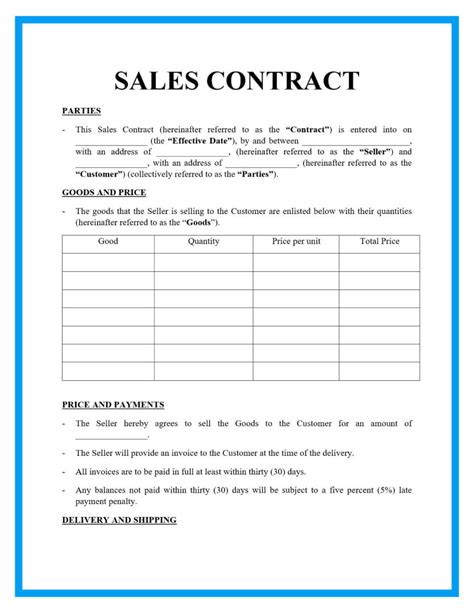 Form Of Contract Of Sale