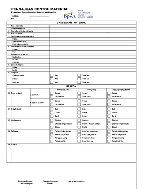 Form Pengajuan Material