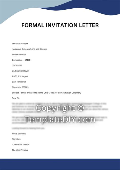 Formal Official Invitation Letter Example